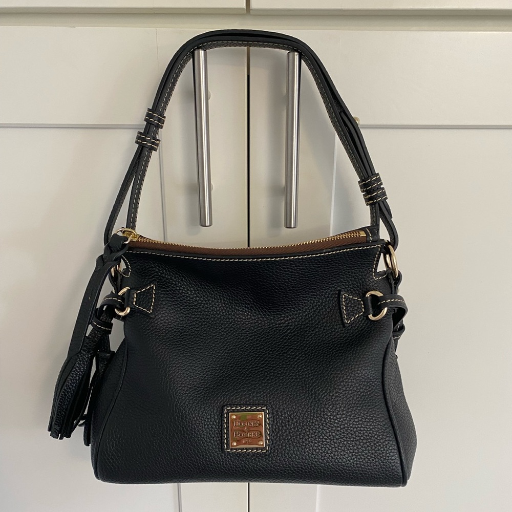 Dooney & Bourke Black Pebble Leather Tassel Shoulder Bag NWT